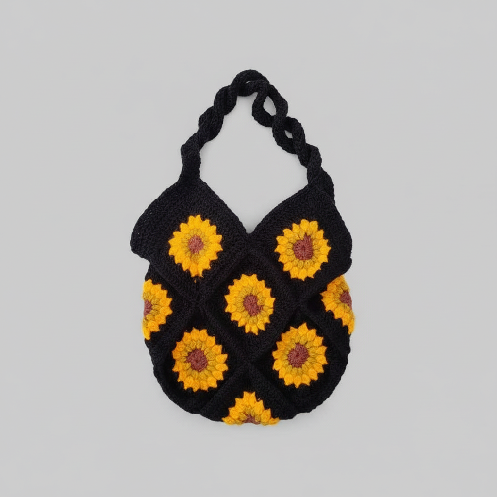 Crochet Sunflower Tote Bag