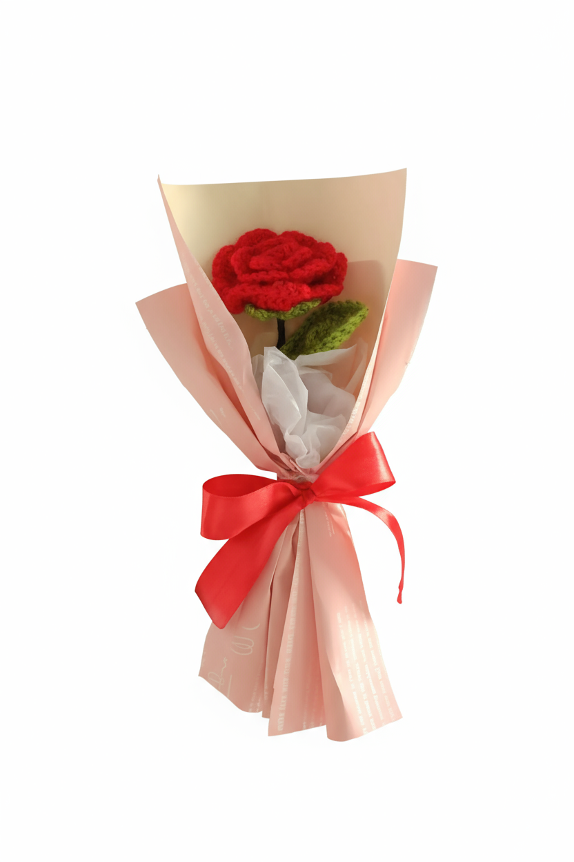 Crochet Red Rose Flower